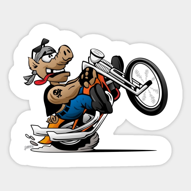 Biker Hog Motorcycle Cartoon Sticker by hobrath